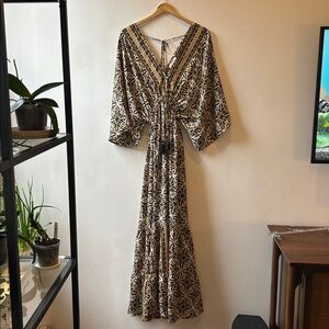 Bohemian Maxi Printed Beach Dress Silk Viscose Blend